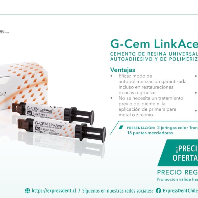 Promoción GC G-Cem Linkace Transl. Cem resina dual 2×4.6g